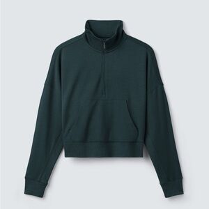 Women's Dark Green Half-Zip Sweatshirt